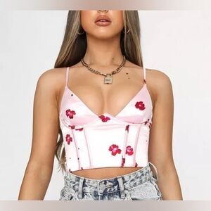 White Fox Boutique Satin Acacia Bustier in Pink